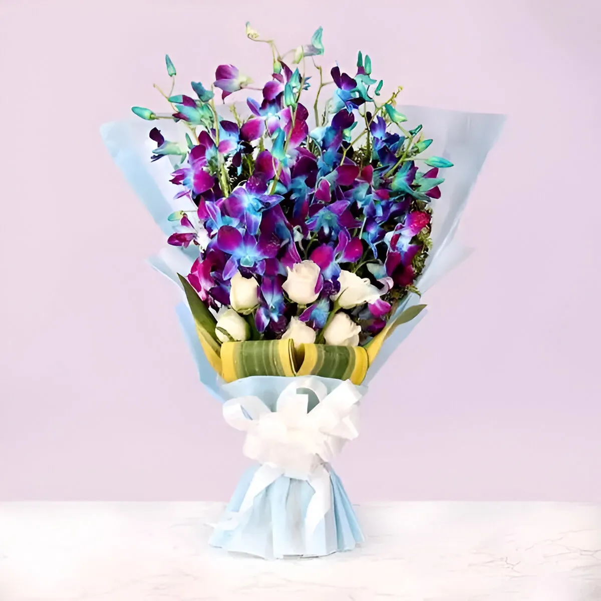 Purple Orchid Flower Bouquet 10 Pcs