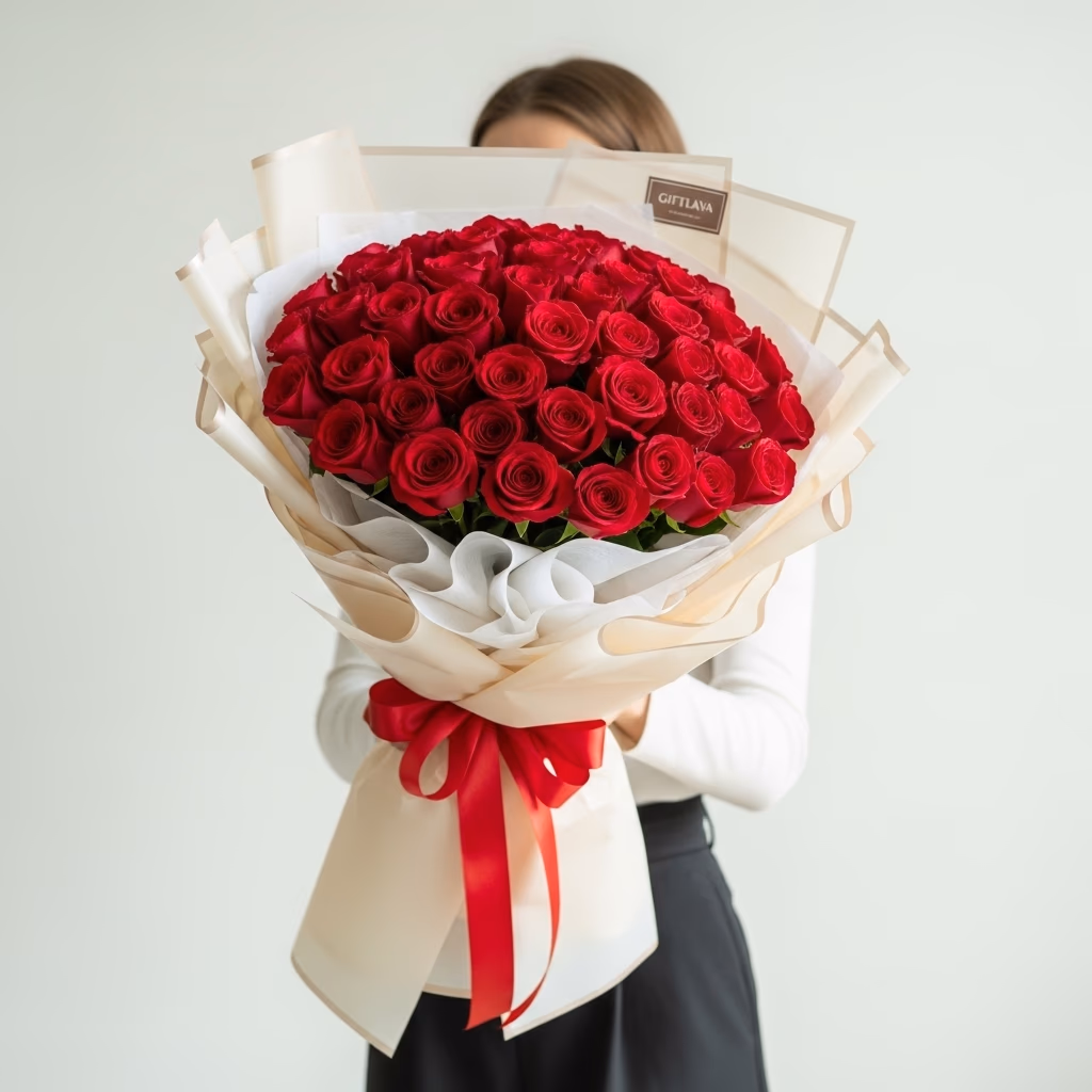50 Red Rose Bouquet with Rose Flowers