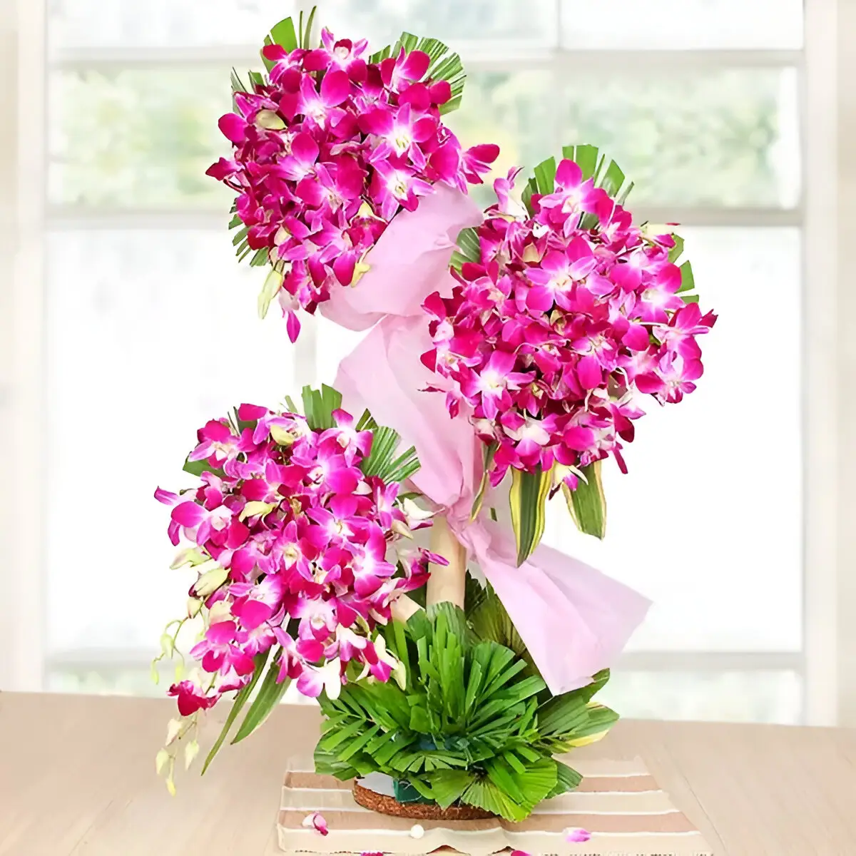 Purple Orchids with Stand