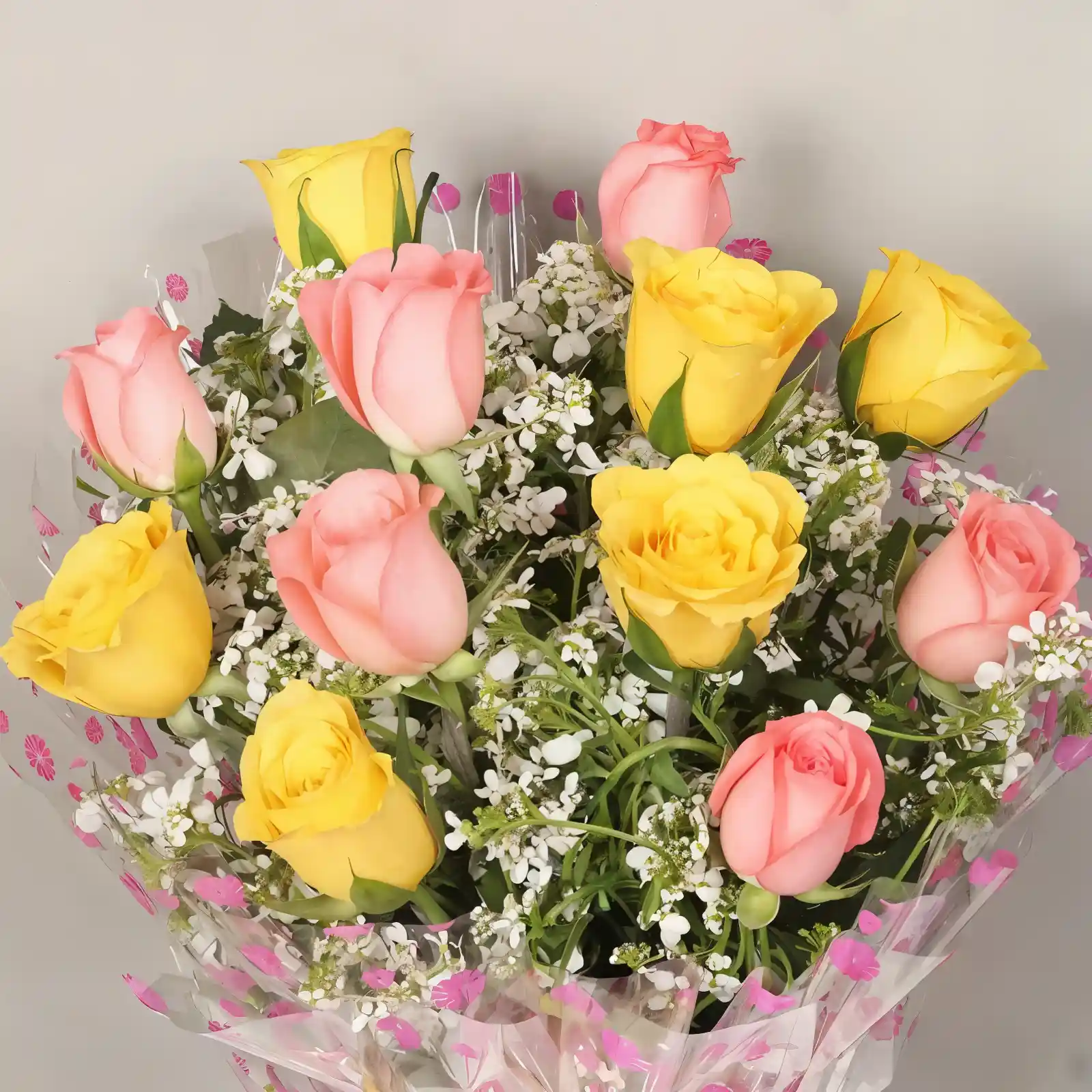 Pretty Pink and Yellow Rose Bouquet