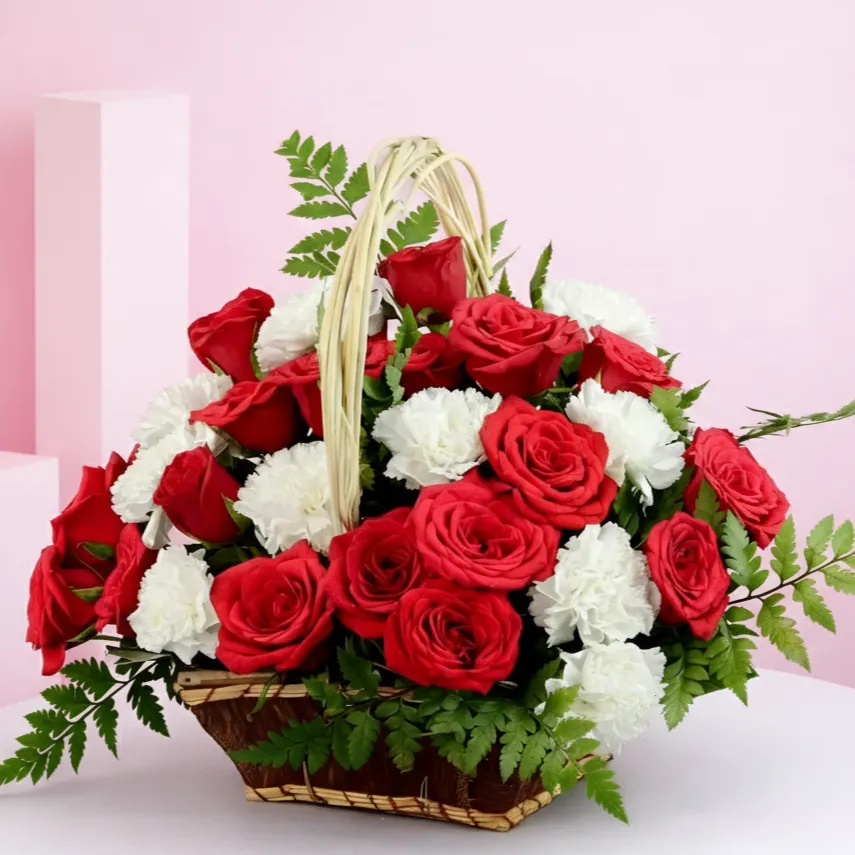 Roses Carnations Fusion Basket
