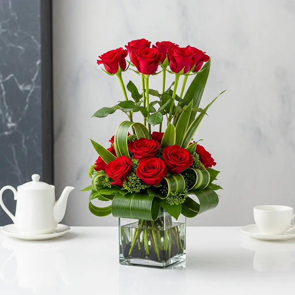 Aesthetic Red Rose Vase