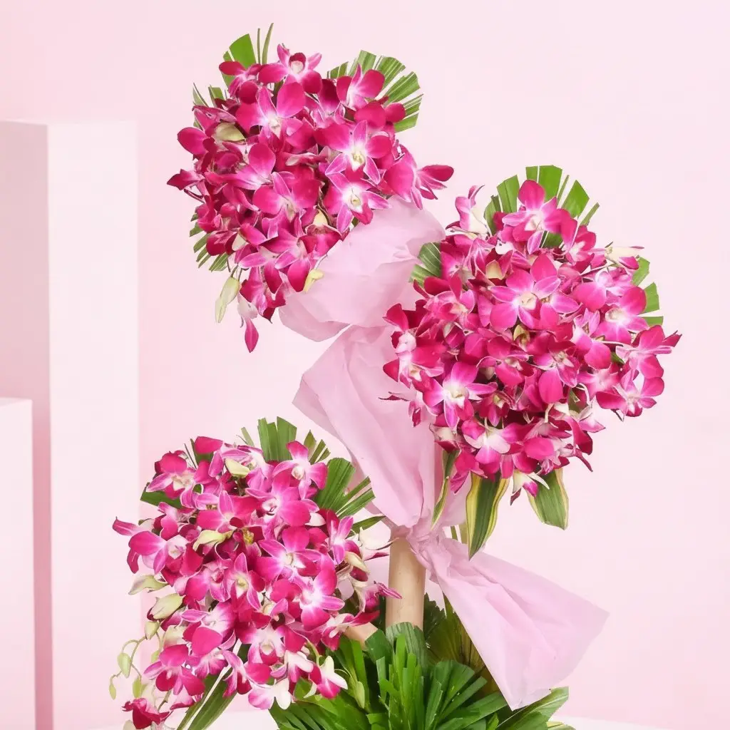 Purple Orchids with Stand
