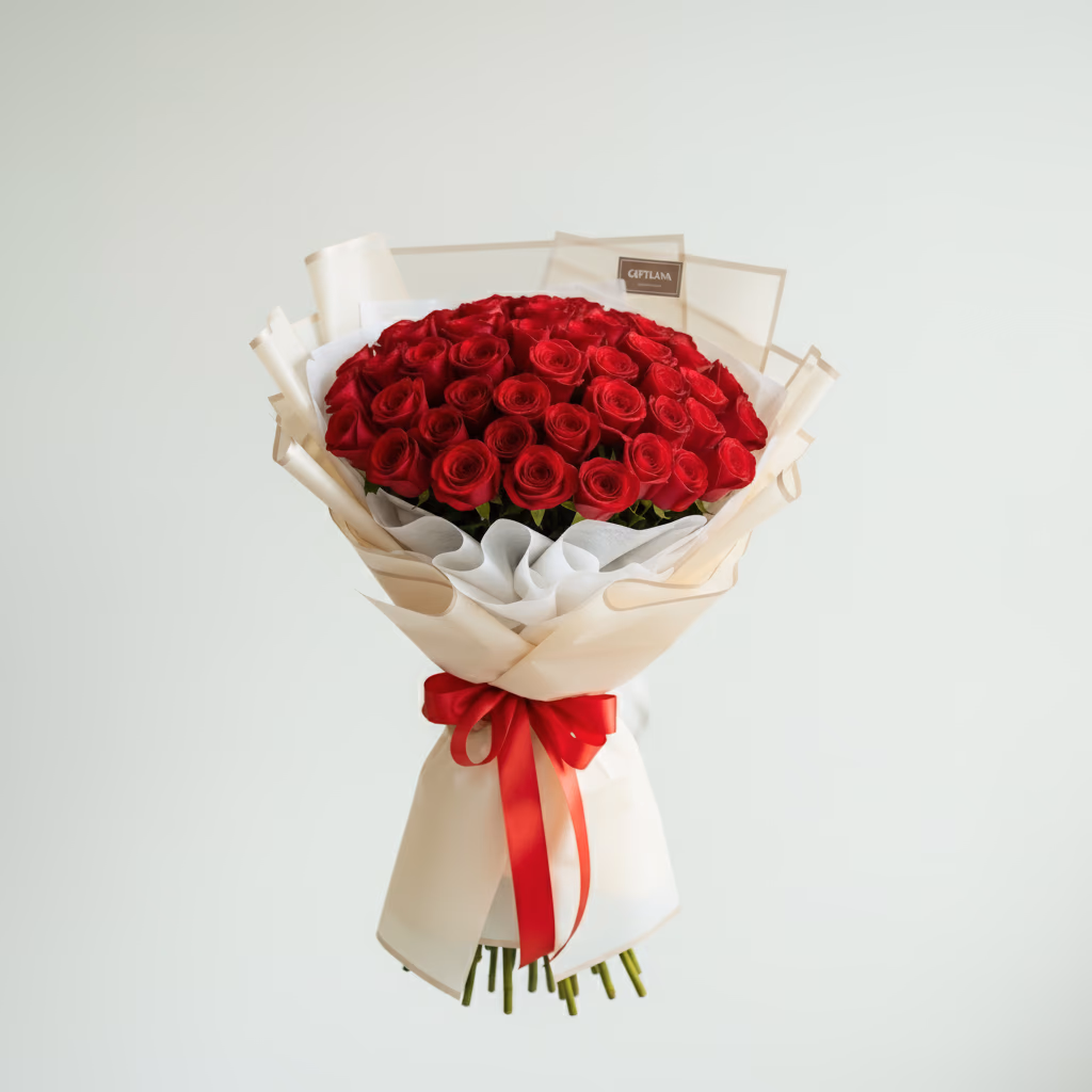 50 Red Rose Bouquet with Rose Flowers