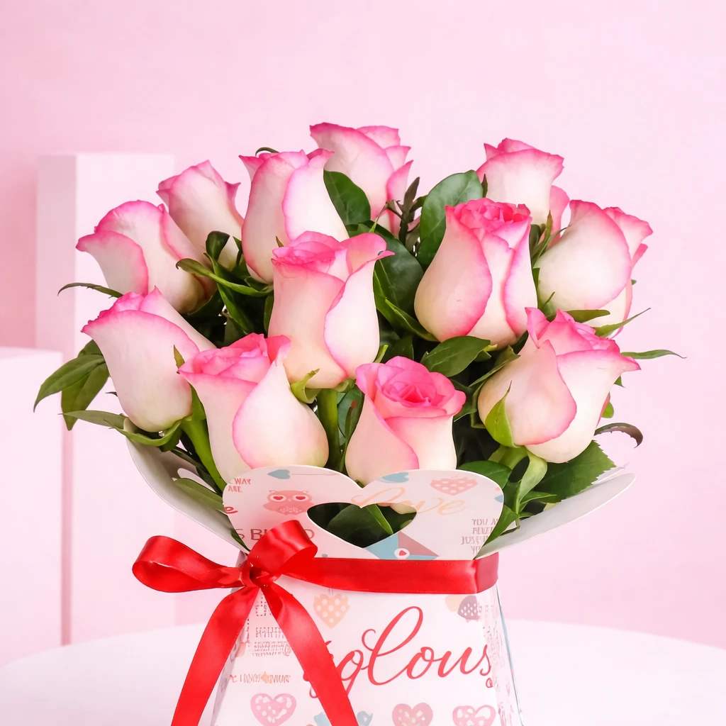 Artistic Pink Rose Bouquet Combo