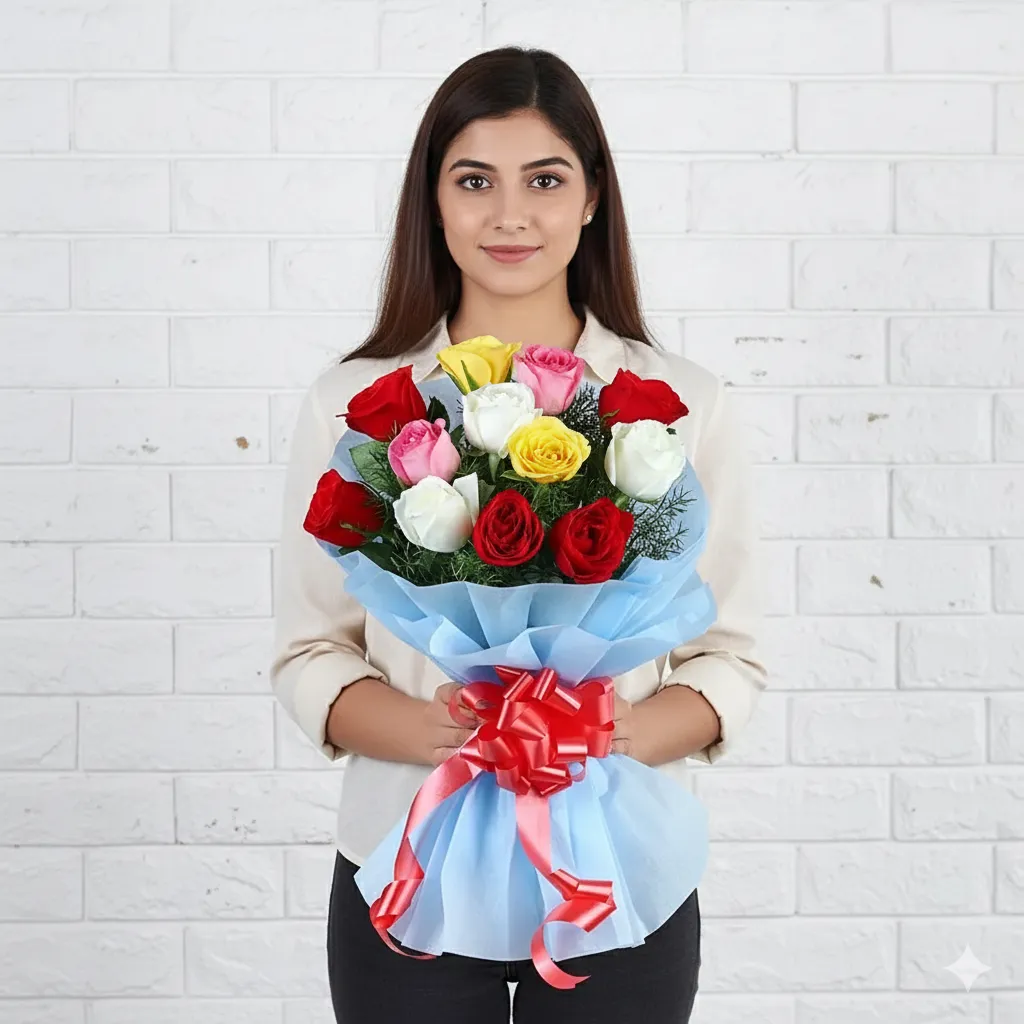 mixed rose flower bouquet delivery in Mumbai