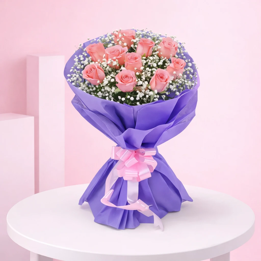 Beautiful Bouquet of 10 Roses