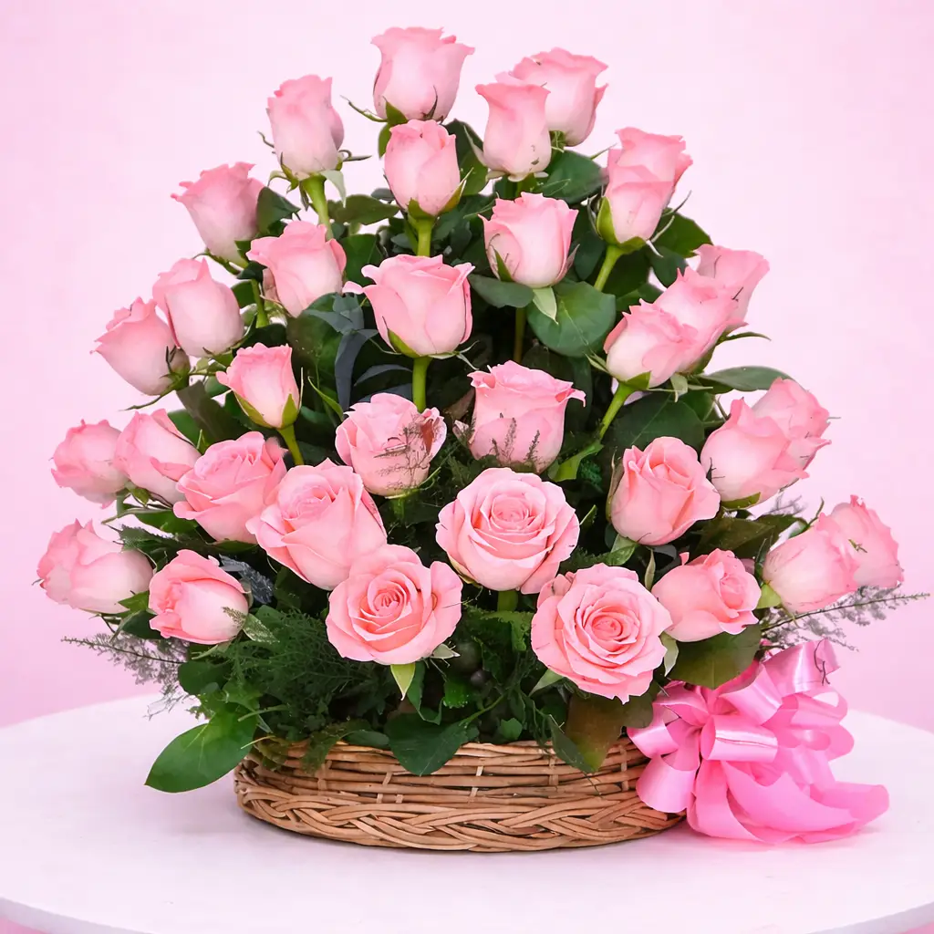 Pretty Pink Rose Basket