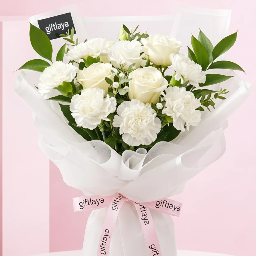 White Carnation Floral Bunch