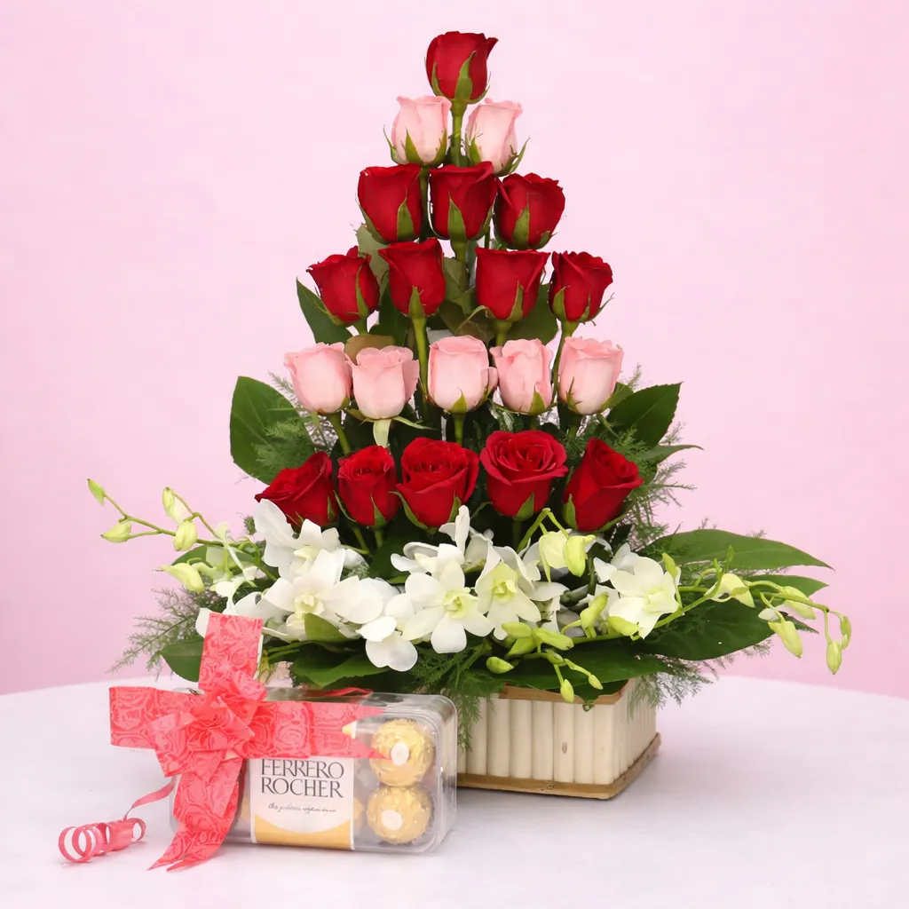 Elegant Floral Arrangement with Chocolate