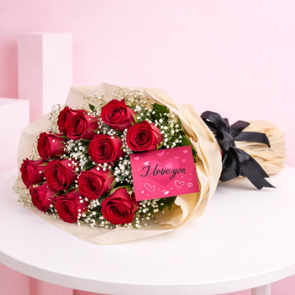 Blushing Red Rose Bundle