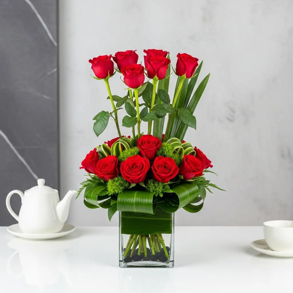 Aesthetic Red Rose Vase
