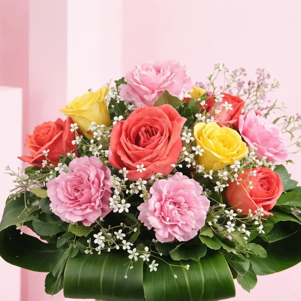 Carnations n Roses in a Vase