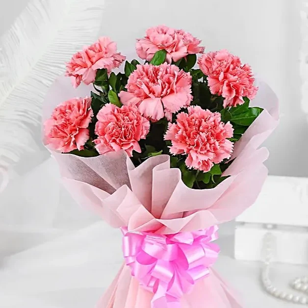 Cute pink carnation bouquet delivery in Hyderabad