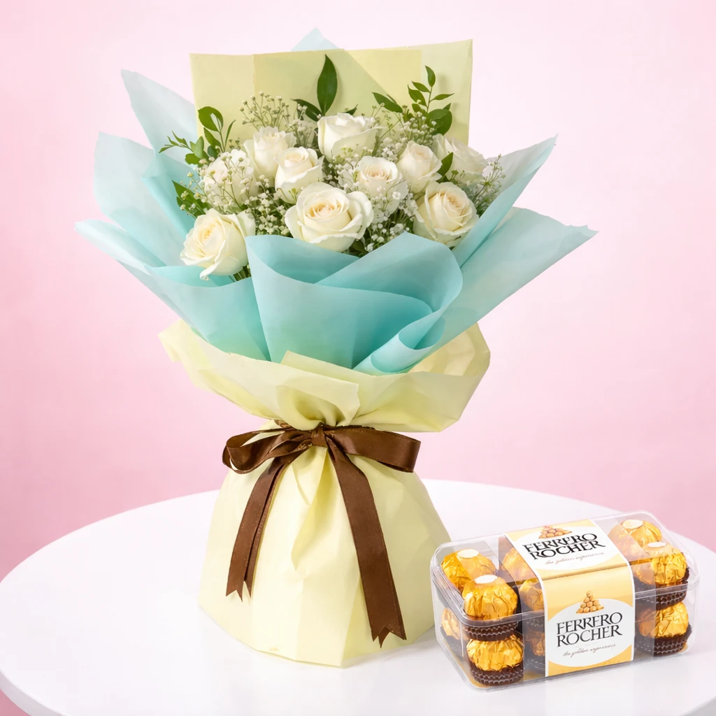 Charming Bouquet with Ferrero Rocher Delight