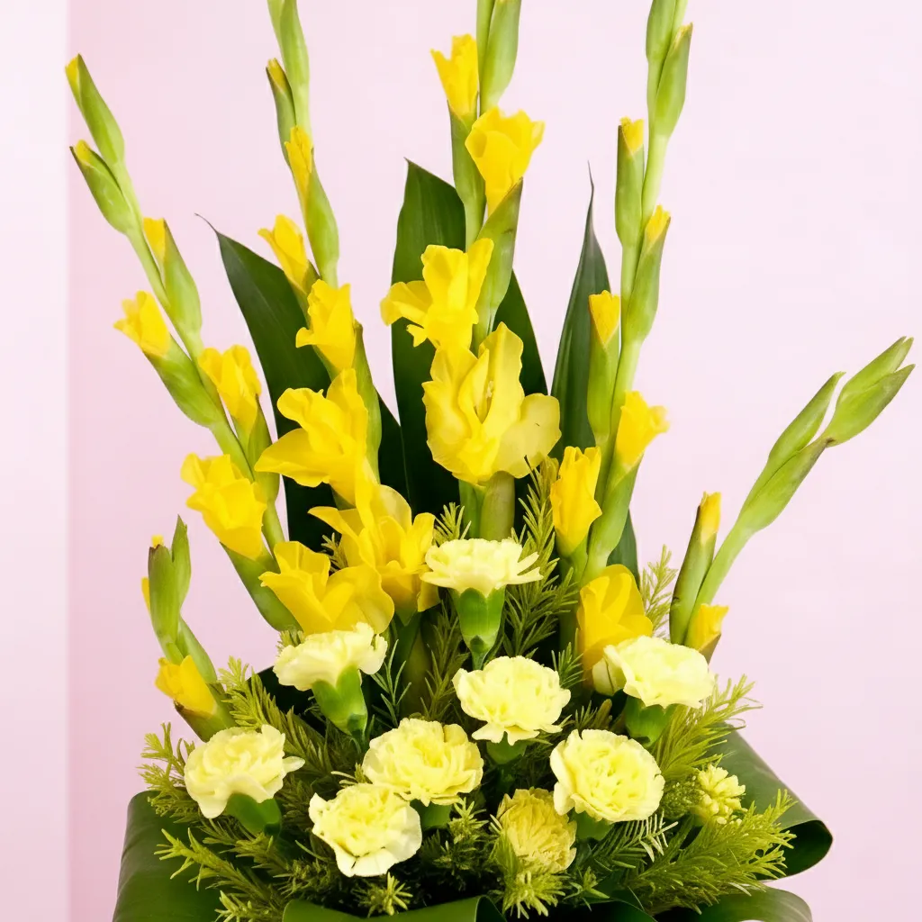 Delightfully Yellow Carnations Basket