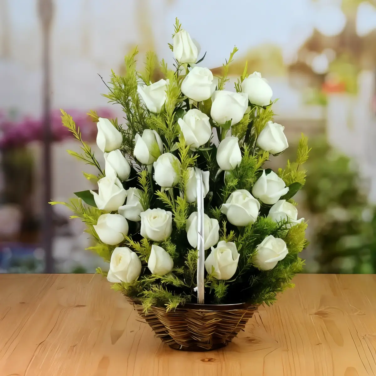 Snowhite Rose Basket