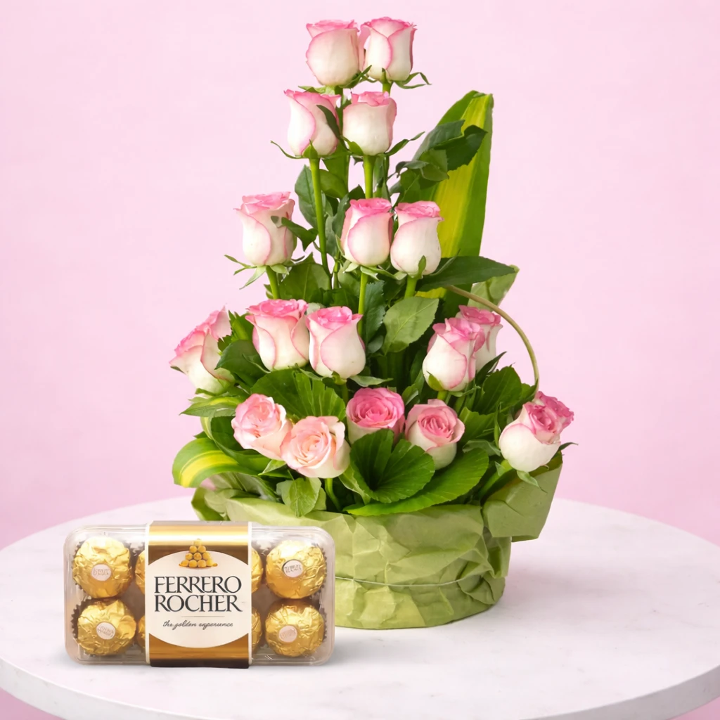 Premium Pink Rose with chocolaty Treat