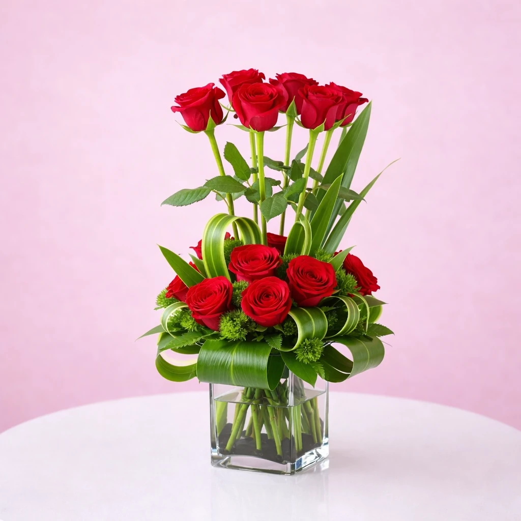 Aesthetic Red Rose Vase