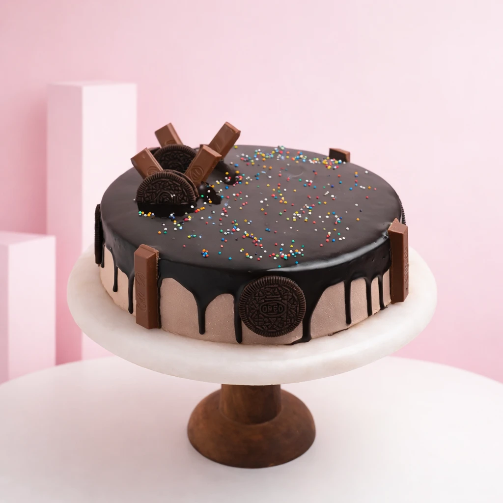 Red Roses with Delicious Chocolate Cake