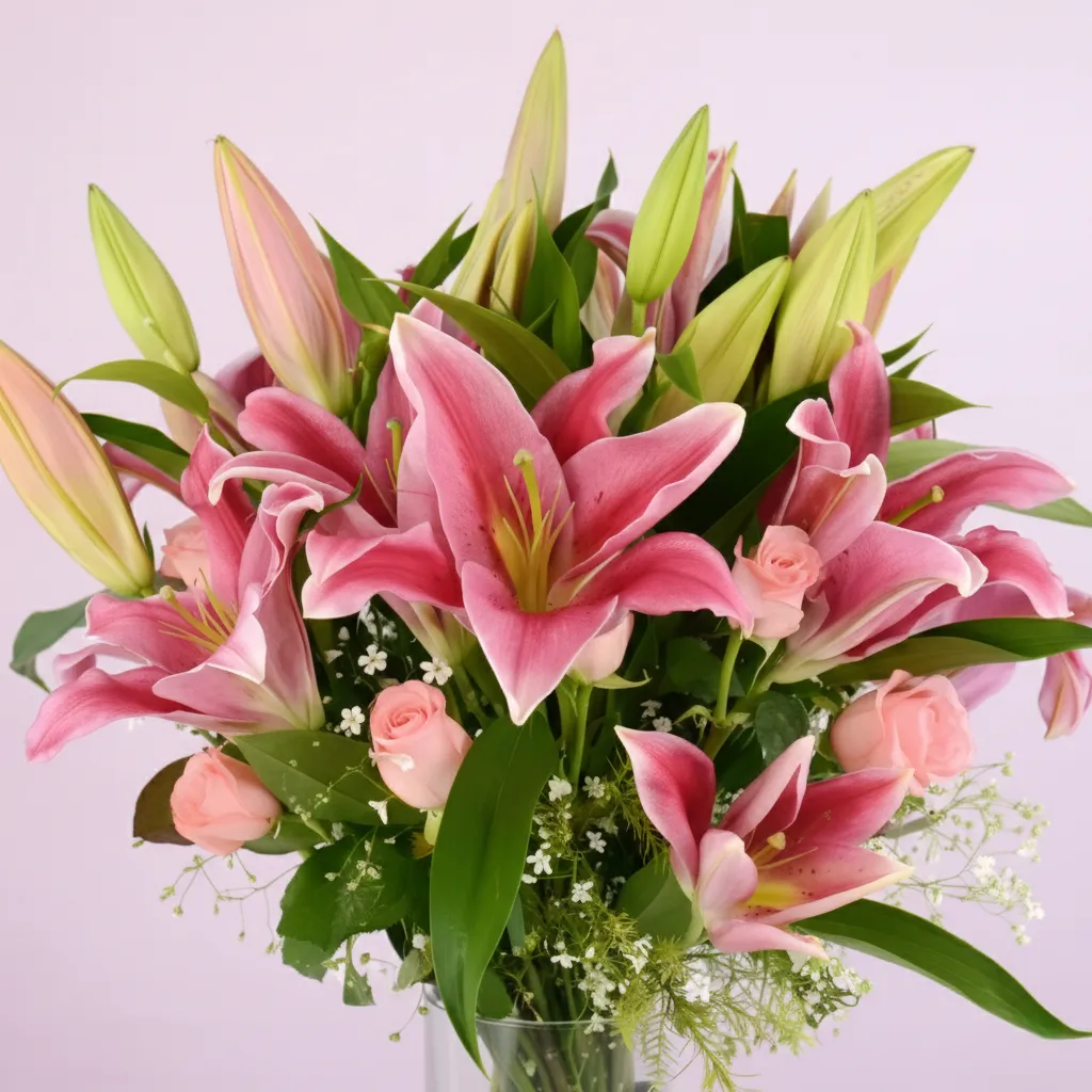 Pink Lilies in a Glass Vase