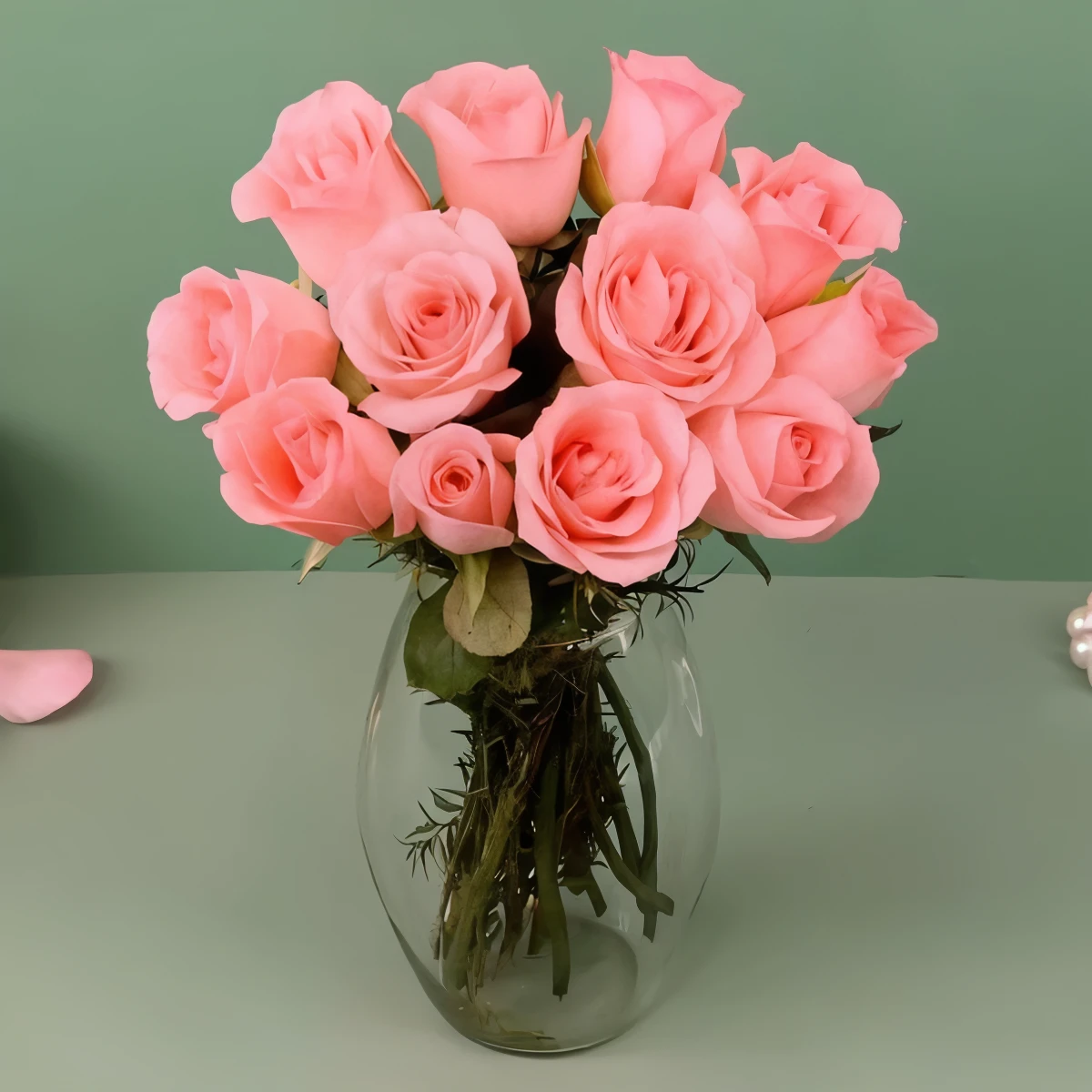 Adorable Pink Roses in a Vase