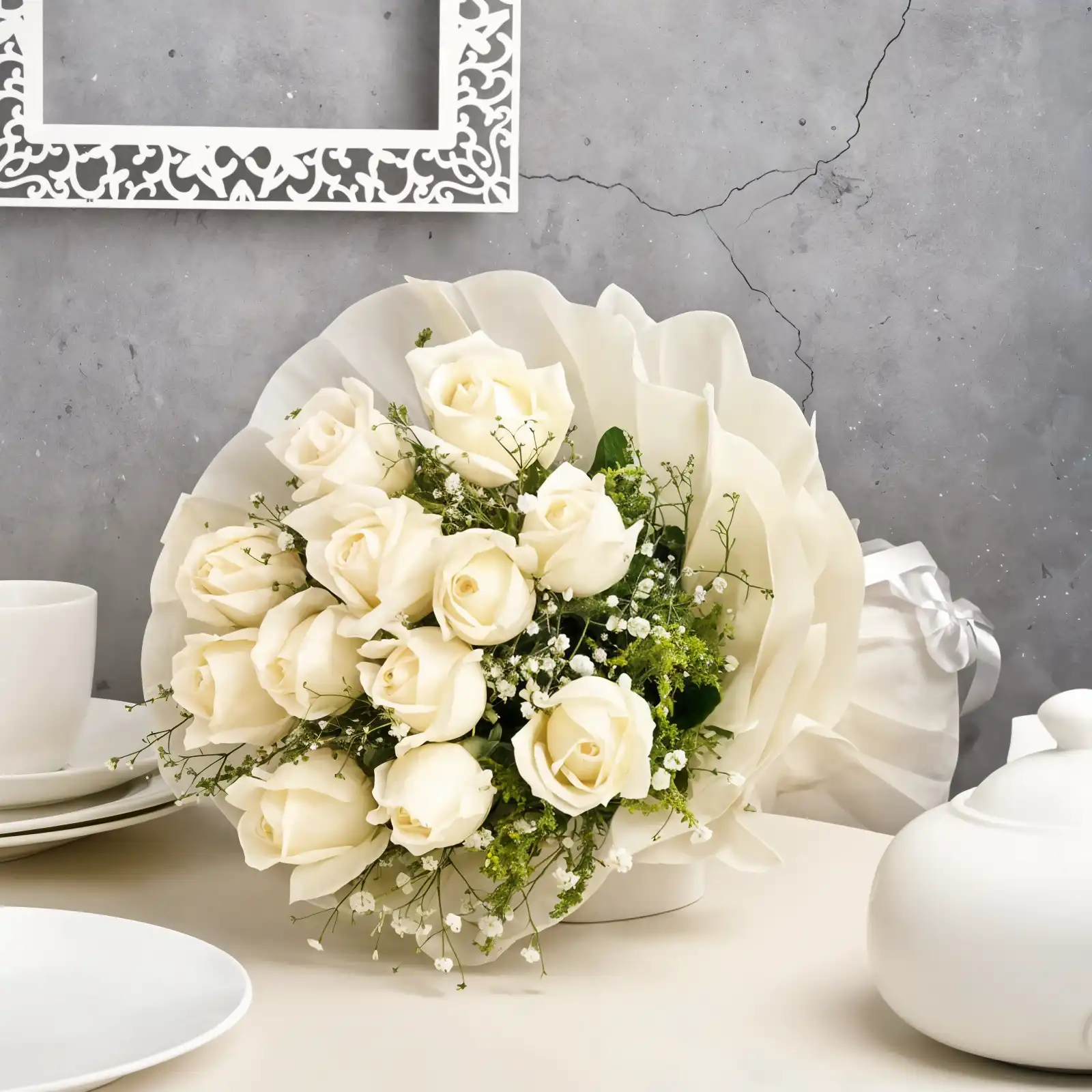 Snow White Rose Bouquet