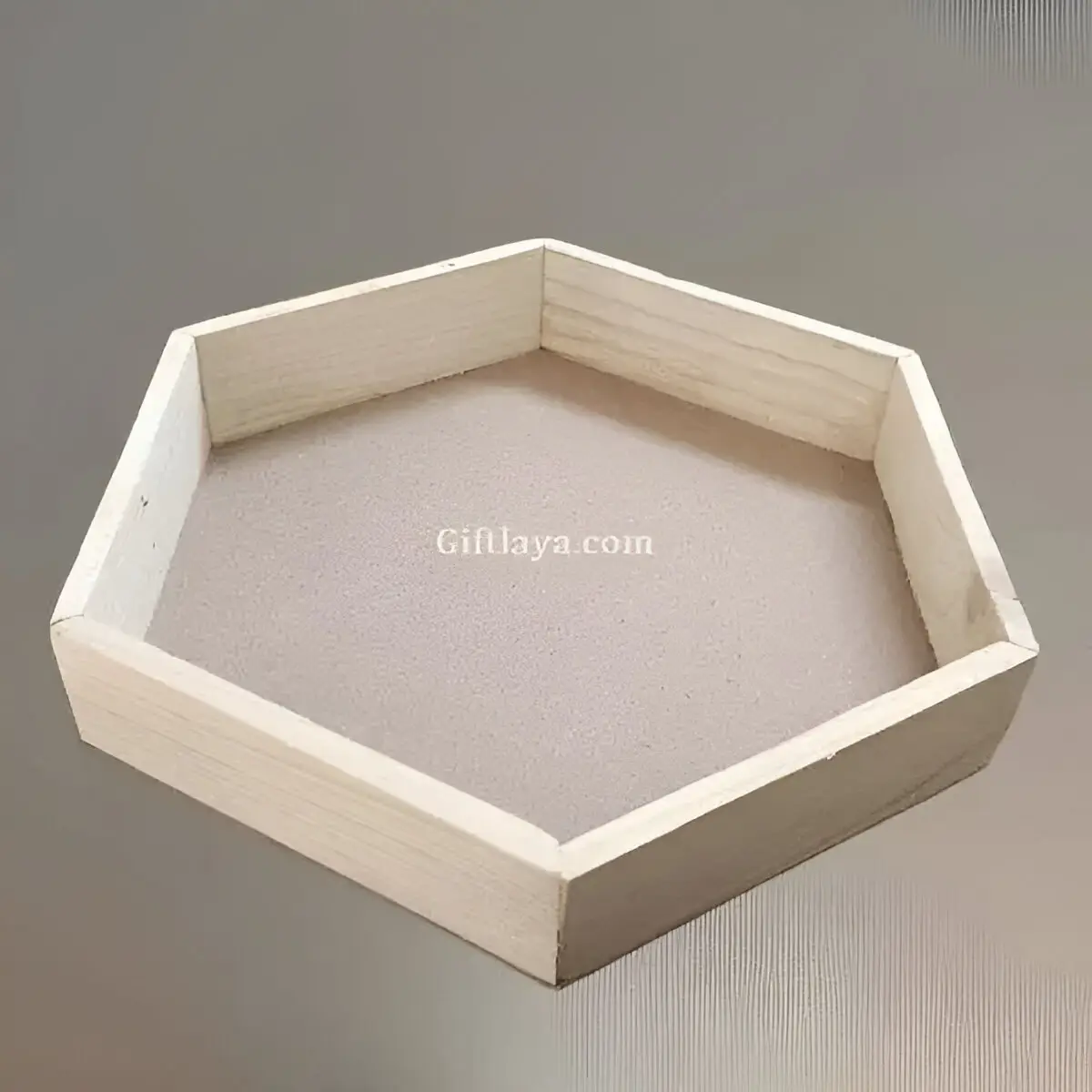 Hexagon Wooden Tray 12 Inch
