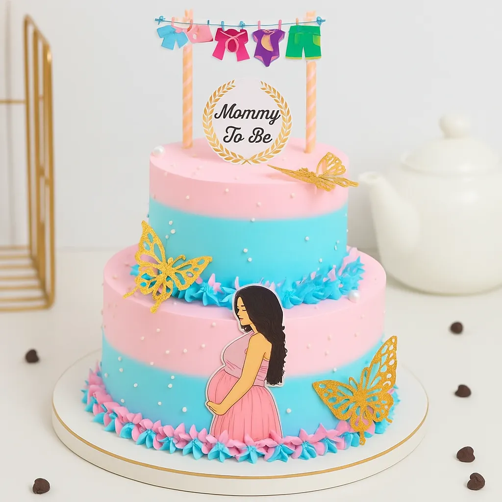 2 Tier Mom To Be Cake
