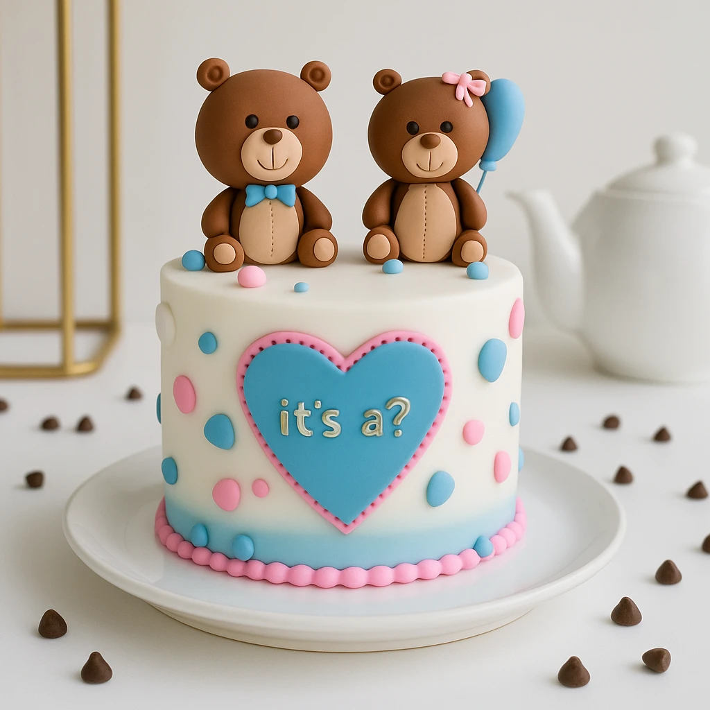Baby Shower Teddy Fondant Cake