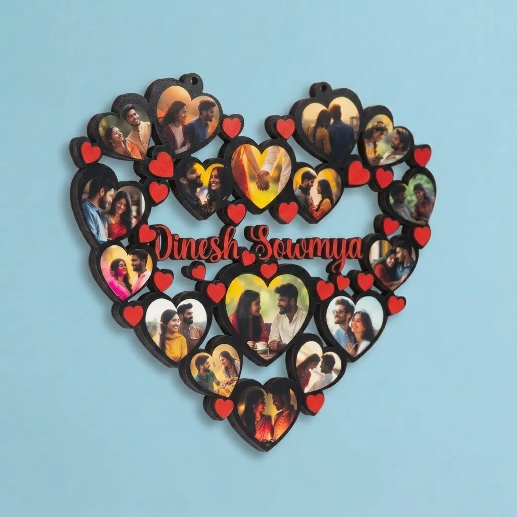 Heart Shape Photo Collage Wall Hanging — photo 2
