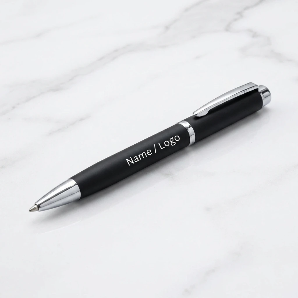 Custom Logo Black Leather Notebook & Pen