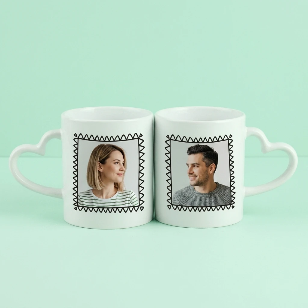Cute Couple Kissing Mug Set