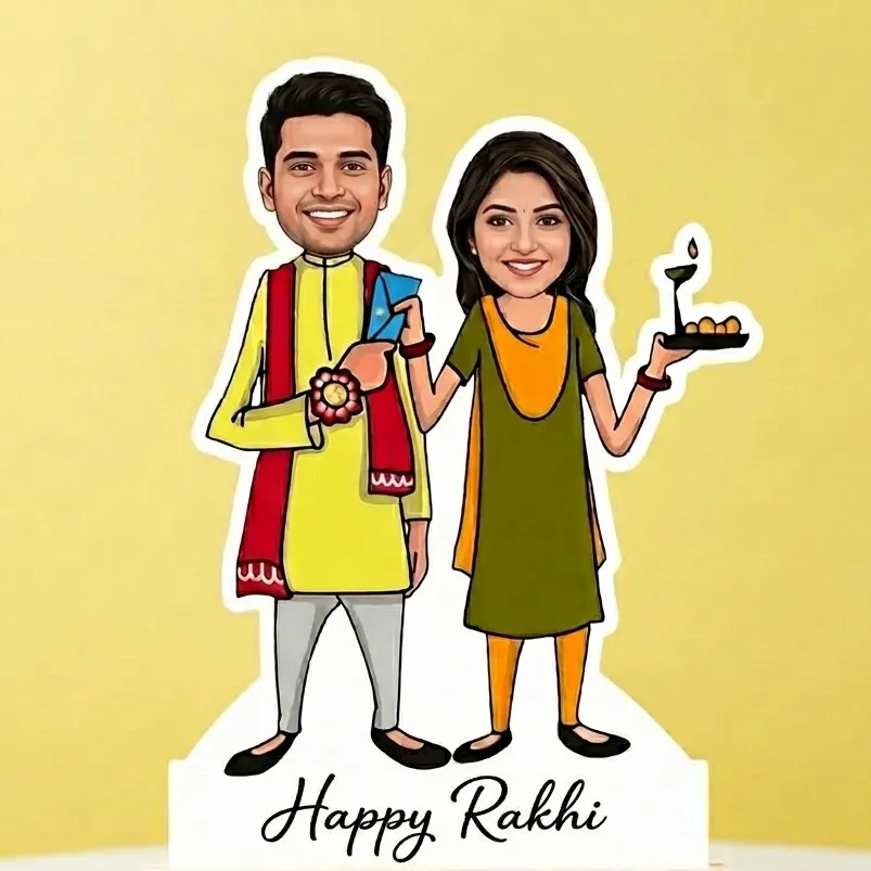 Fun Raksha Bandhan Cartoon Portrait Gift