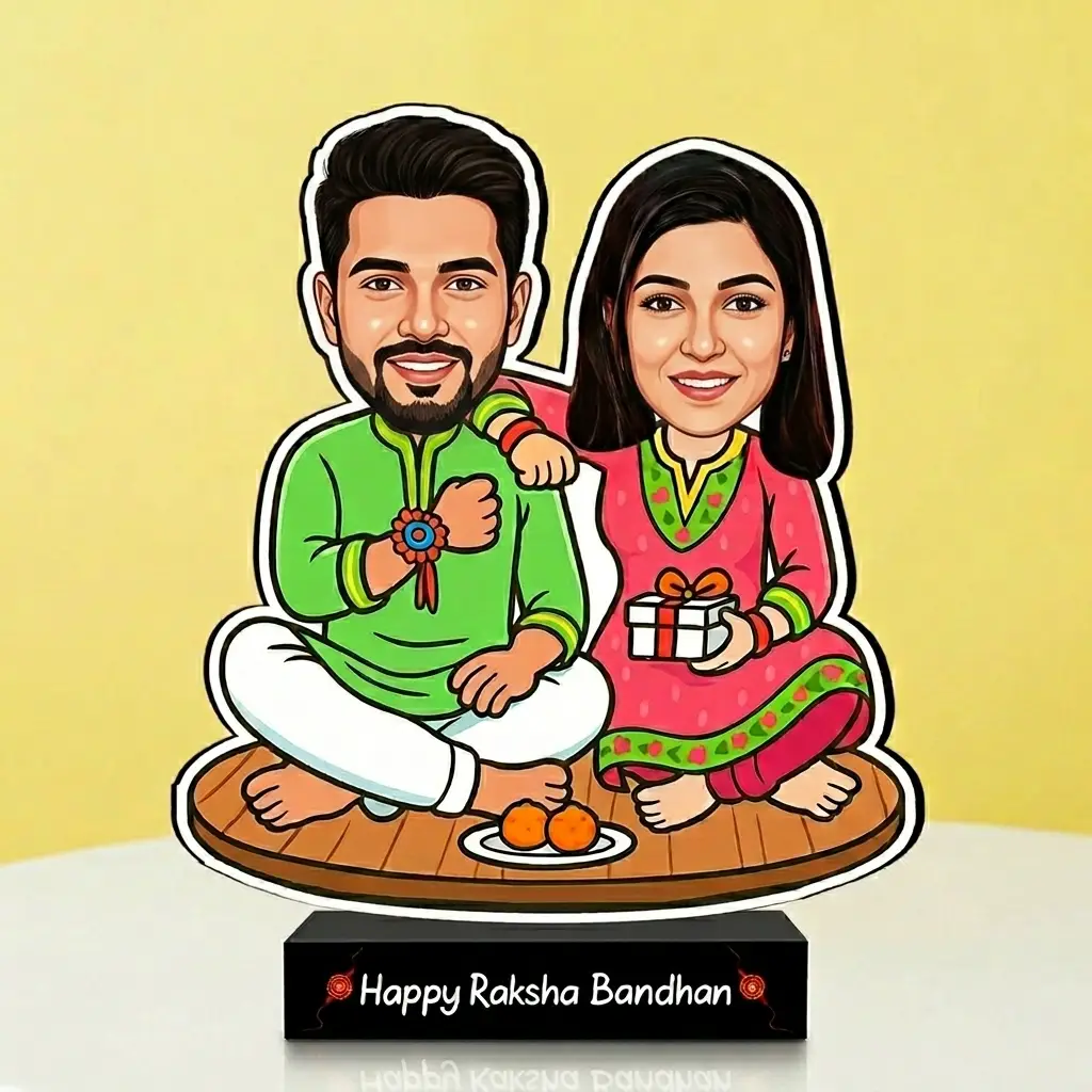 Custom Brother Sister Caricature Rakhi Gift
