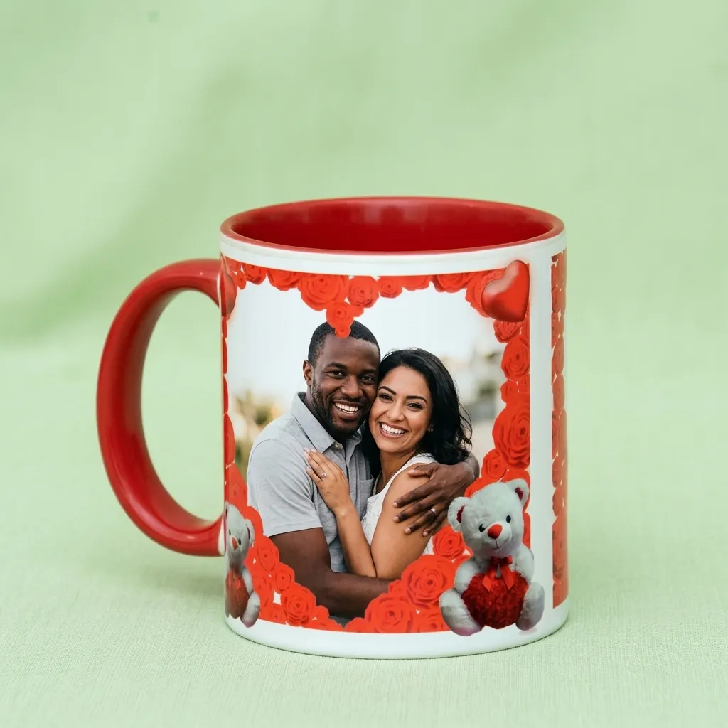 Red Heart Rose Romantic Coffee Mug