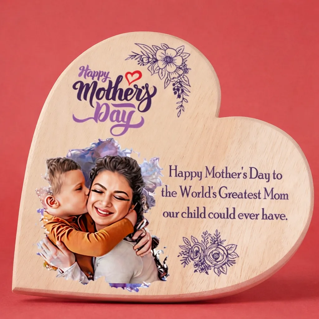 Wooden Heart Photo Frame for Mother's Day