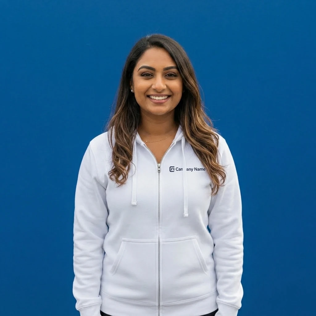 White Zip-Up Corporate Sweatshirt 
