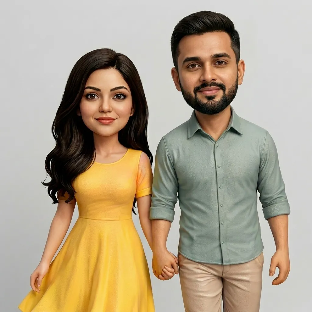 Cute Couple Love Caricature