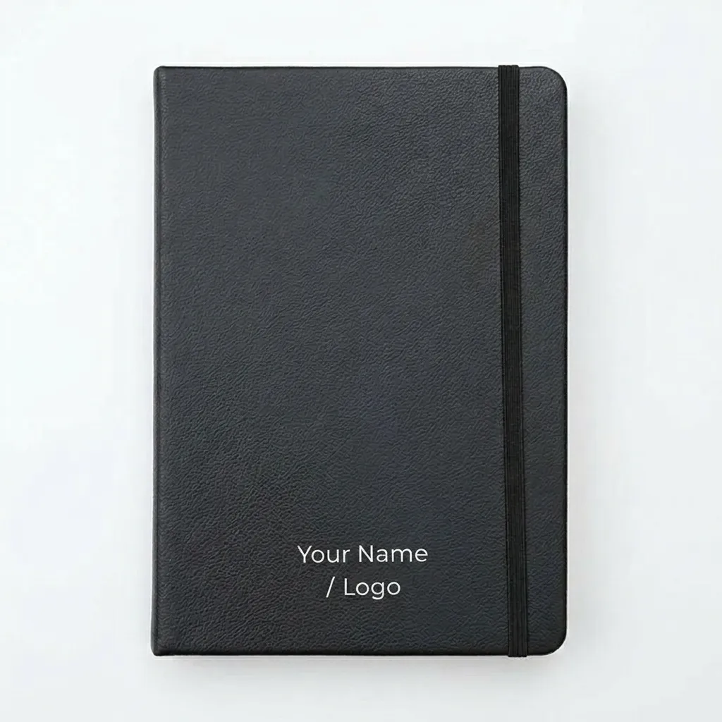 Custom Logo Black Leather Notebook & Pen