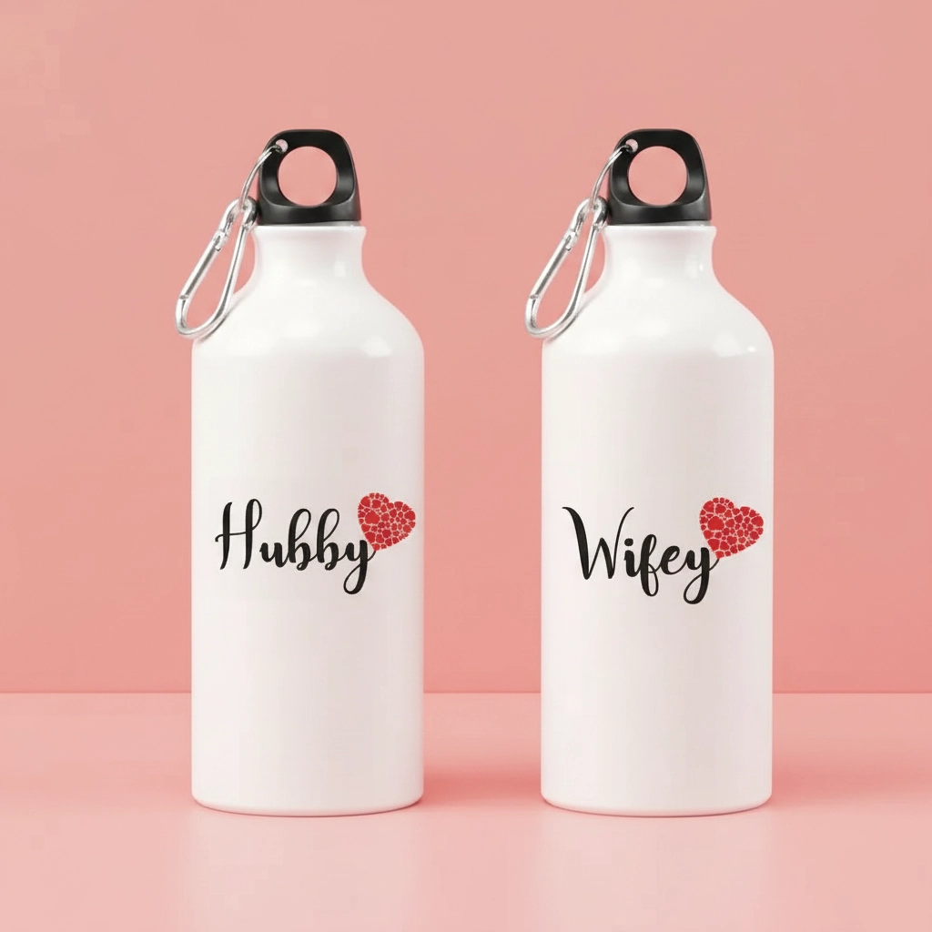 Custom Name Water Bottles for Couples