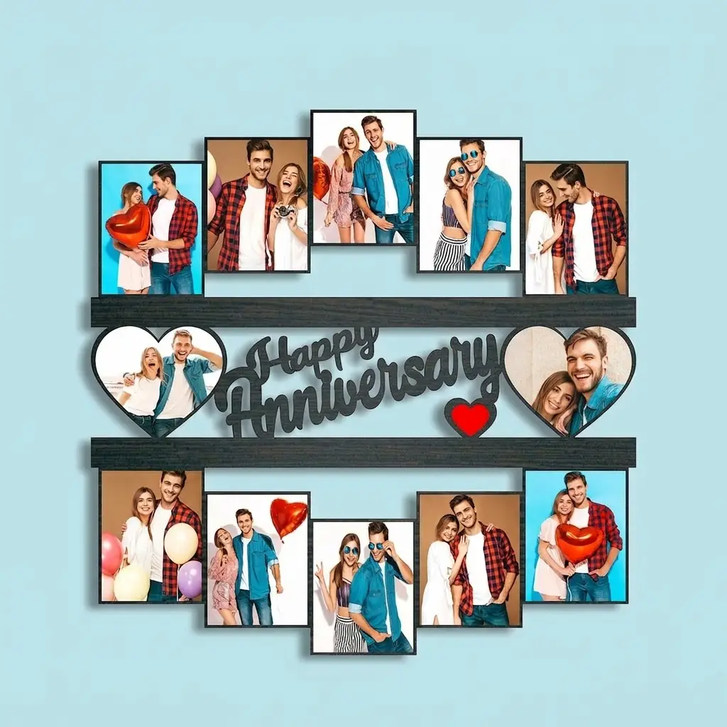 Happy Anniversary Wooden Photo Collage