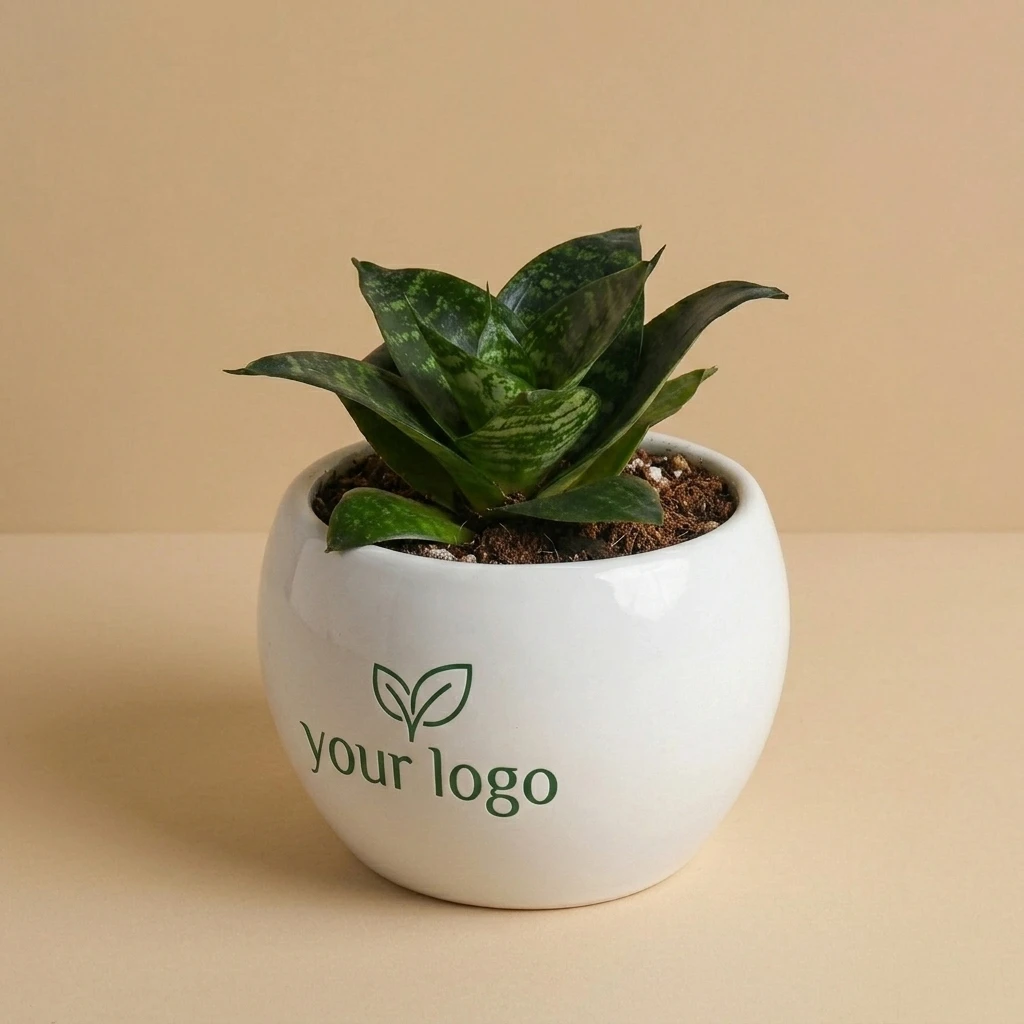 Custom Logo Snake Plant in Pot