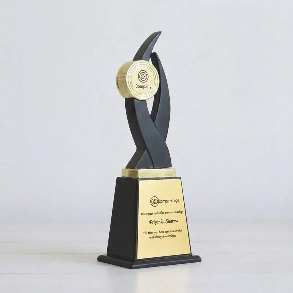 Engraved Black Trophy with Gold Plate — photo 2