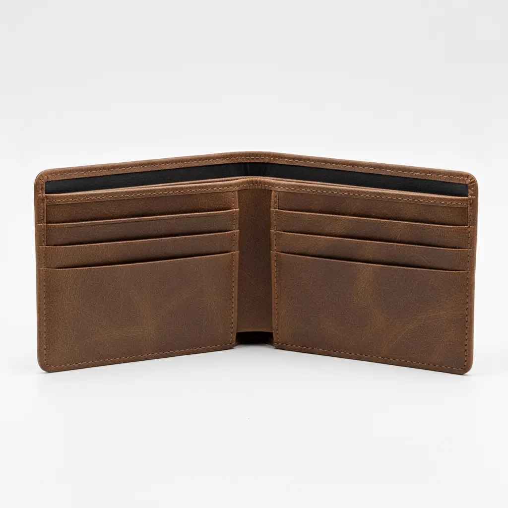 Custom Name Plate Men Leather Wallet