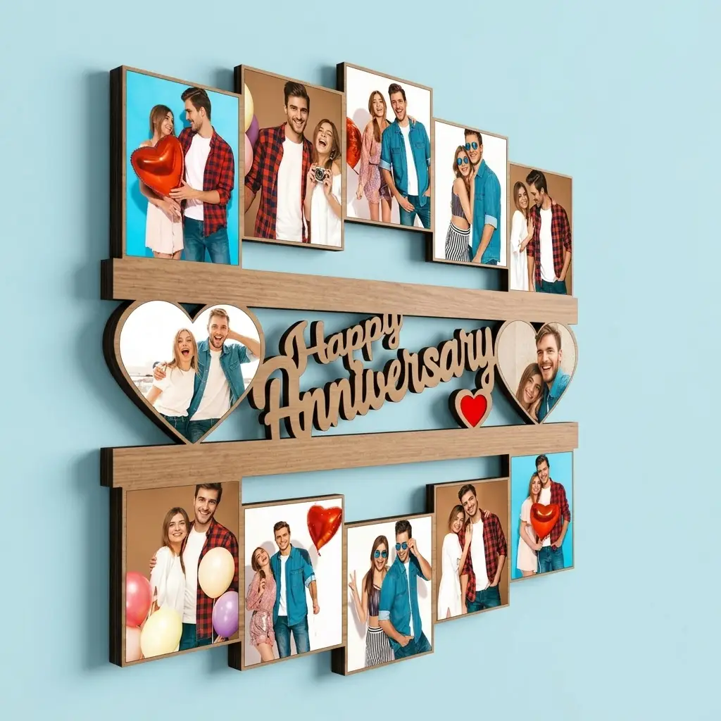 Happy Anniversary Wooden Photo Collage — photo 2