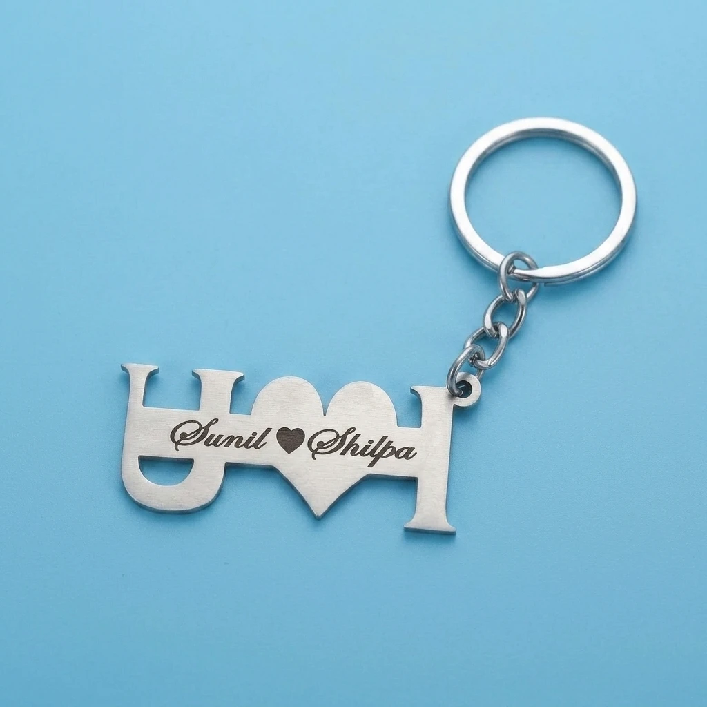 Custom I Love You Couple Name Keychain