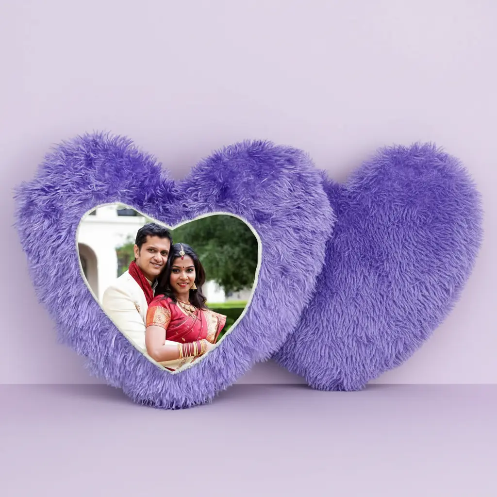 Printed Heart Shape Cushion Gift