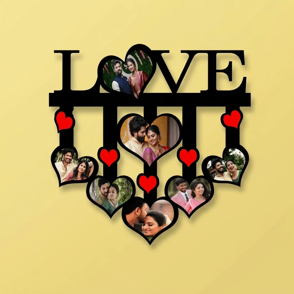 Custom LOVE Shape Wooden Photo Frame