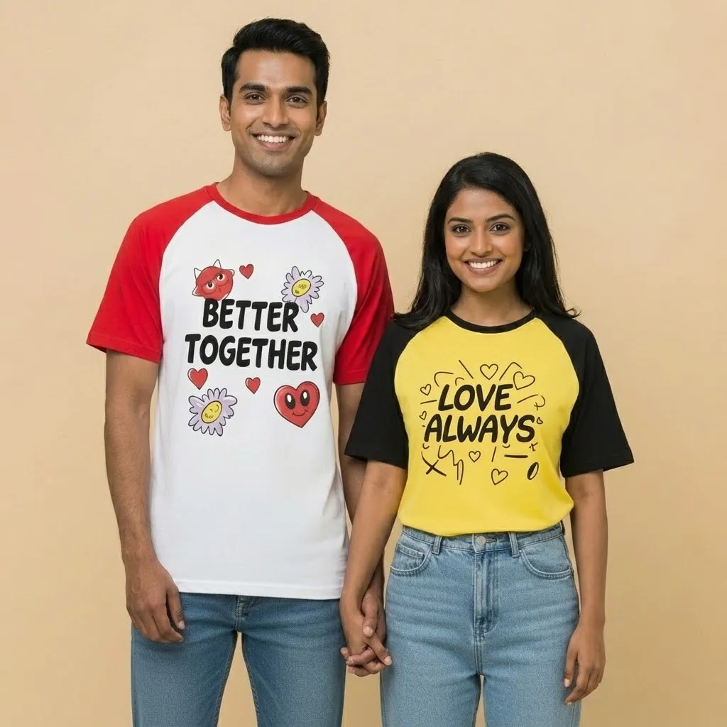 Trendy Love Printed Couple T-Shirts Set